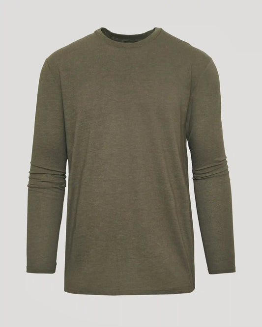 Heather Military Green Classic Long Sleeve Crew Neck