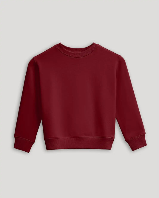 Girls Dark Maroon Slouch Pullover Crew