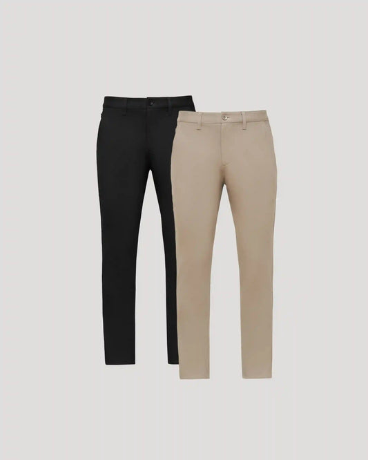 Black & Khaki Slim Chino Pants 2-Pack