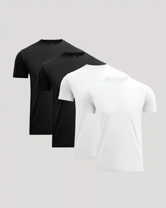 Black & White Pima Cotton Blend Crew 4-Pack