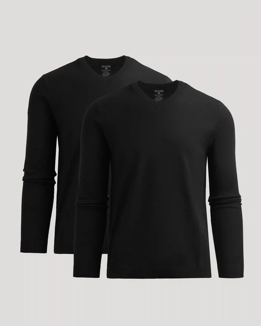 All Black Dressy V-Neck Sweater 2-Pack