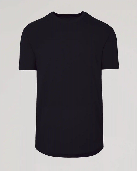 Black Curved Hem Classic Crew Neck