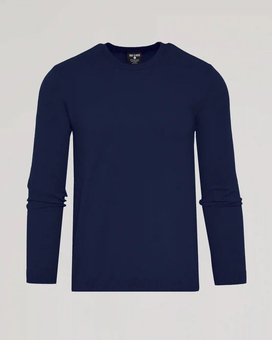 Navy Dressy Crew Neck Sweater