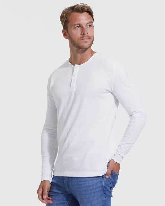 All White Classic Henley 2-Pack