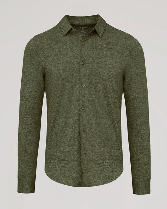 Dark Heather Military Green Long Sleeve Do-It-All Comfort Shirt