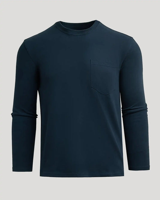 Navy Heavyweight Long Sleeve Pocket Crew