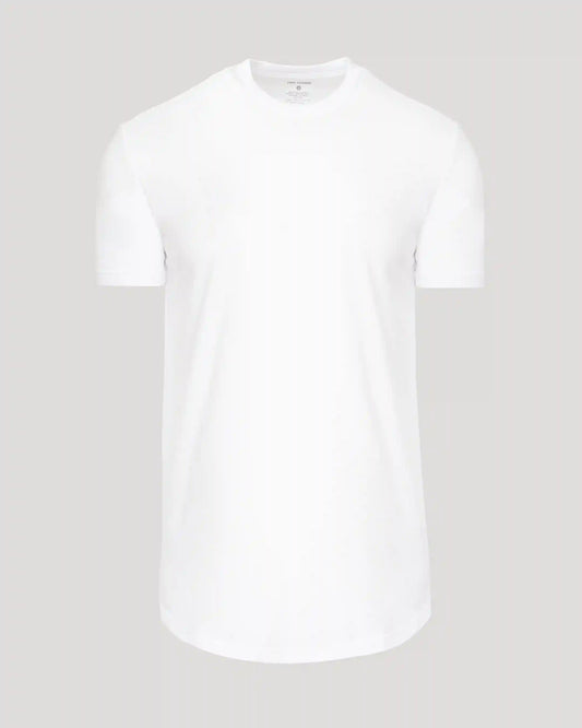 White Short Sleeve Tall Curved Hem Crew