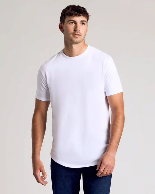 All White Short Sleeve Tall Curved Hem Crew 3-Pack