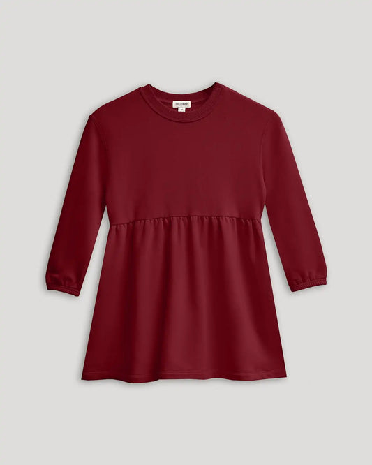 Girls Dark Maroon Long Sleeve Fleece Dress