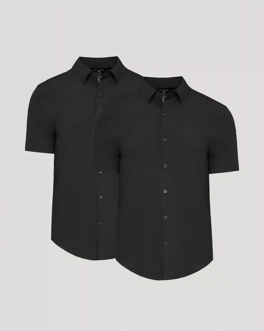 All Black Short Sleeve Performance Dress Shirt 2-Pack