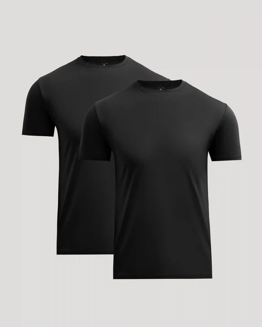 All Black Pima Cotton Blend Crew 2-Pack