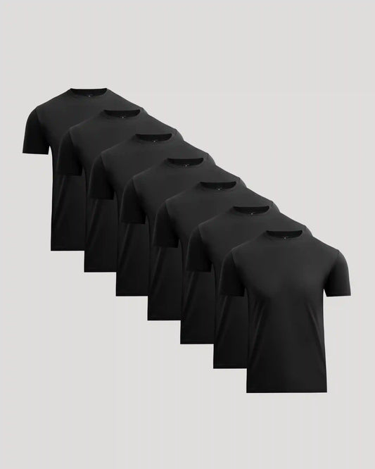 All Black Pima Cotton Blend Crew 7-Pack