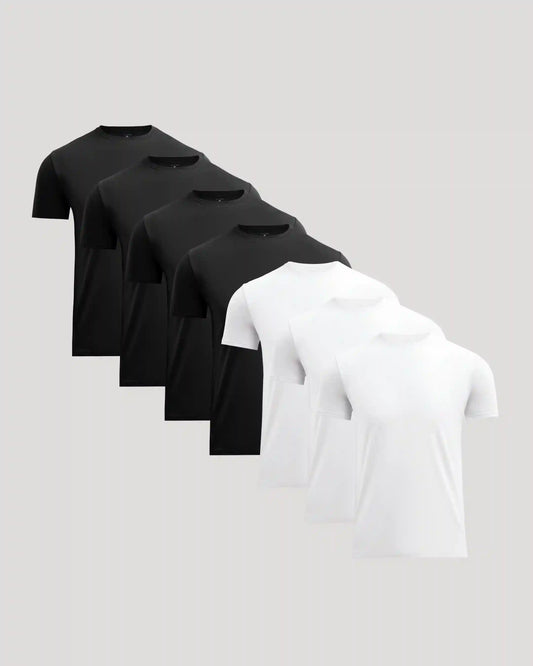 Black & White Pima Cotton Blend Crew 7-Pack