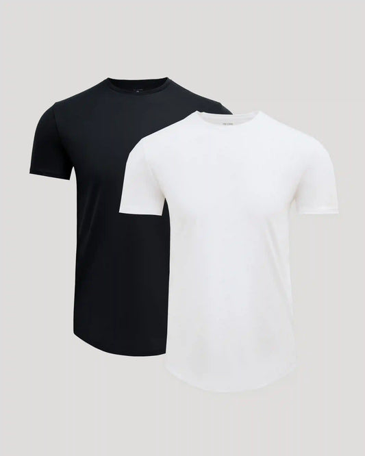 Pima Cotton Blend Curved Hem Crew 2-Pack