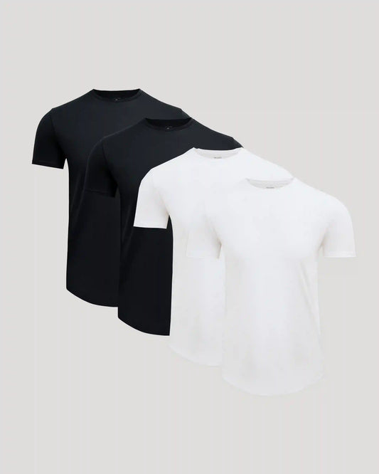 Pima Cotton Blend Curved Hem Crew 4-Pack