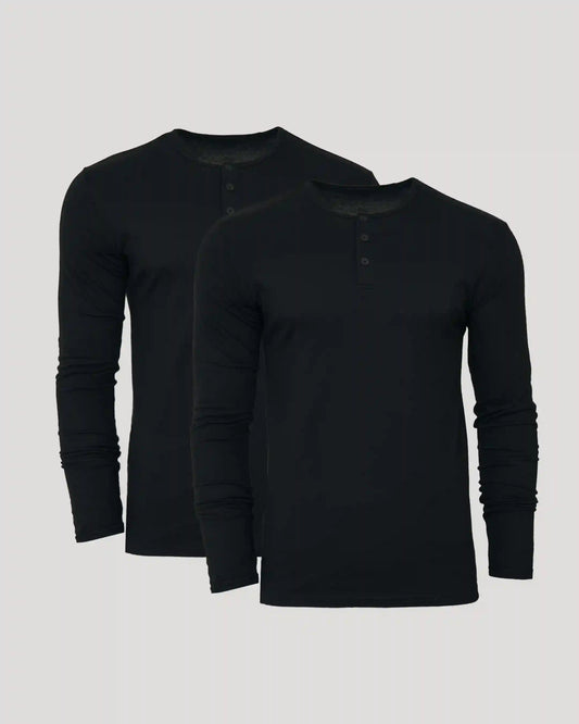 All Black Classic Henley 2-Pack