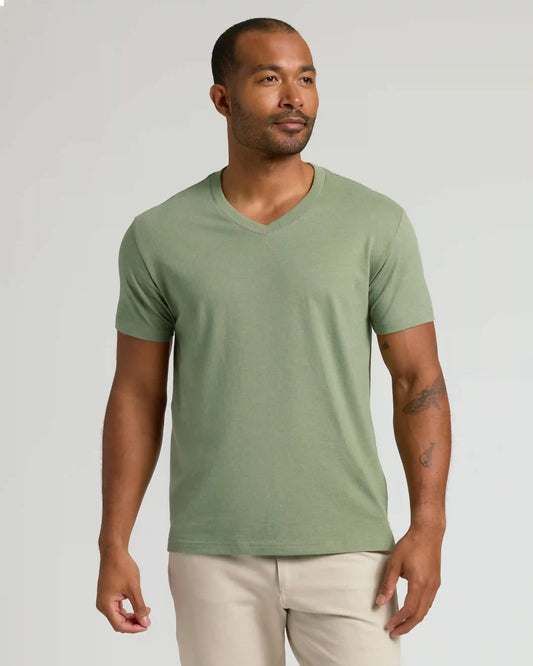Dark Heather Bay Green Classic V-Neck