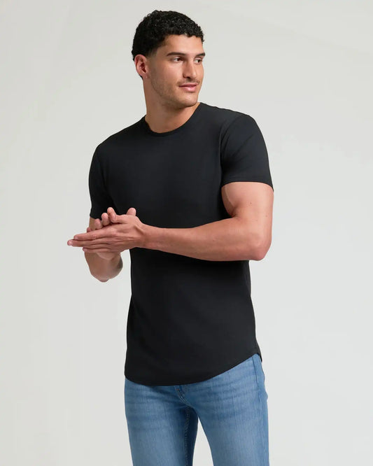 Tall Pima Cotton Blend Curved Hem Crew 2-Pack