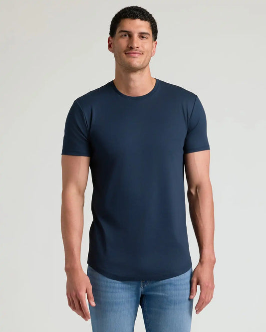 Tall Pima Cotton Blend Curved Hem Crew 2-Pack