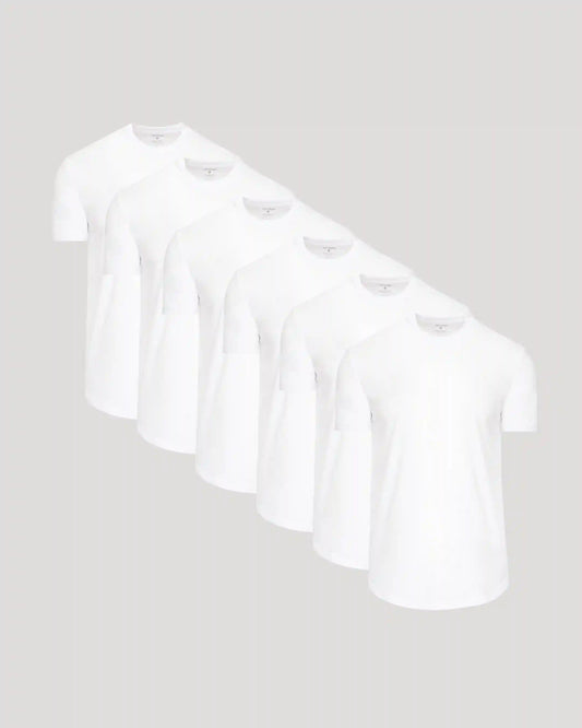 White Curved Hem Classic Crew Neck 6-Pack