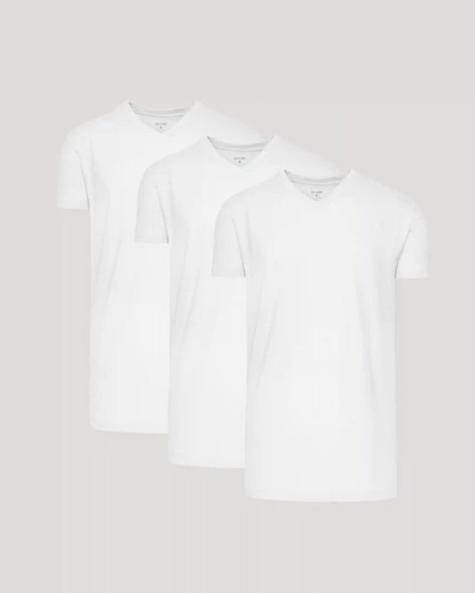 White Short Sleeve Tall Classic V-Neck 3-Pack